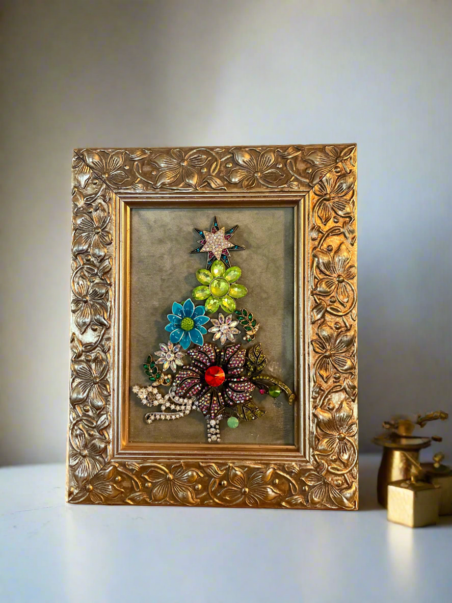 Jeweled Christmas Tree in Frame