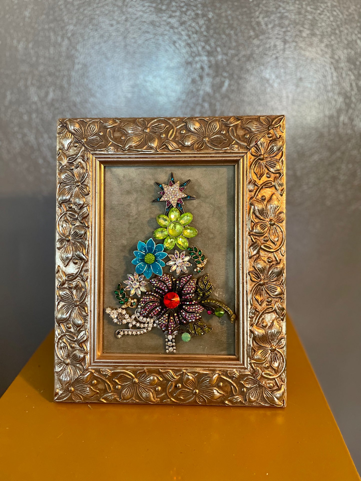 Jeweled Christmas Tree in Frame